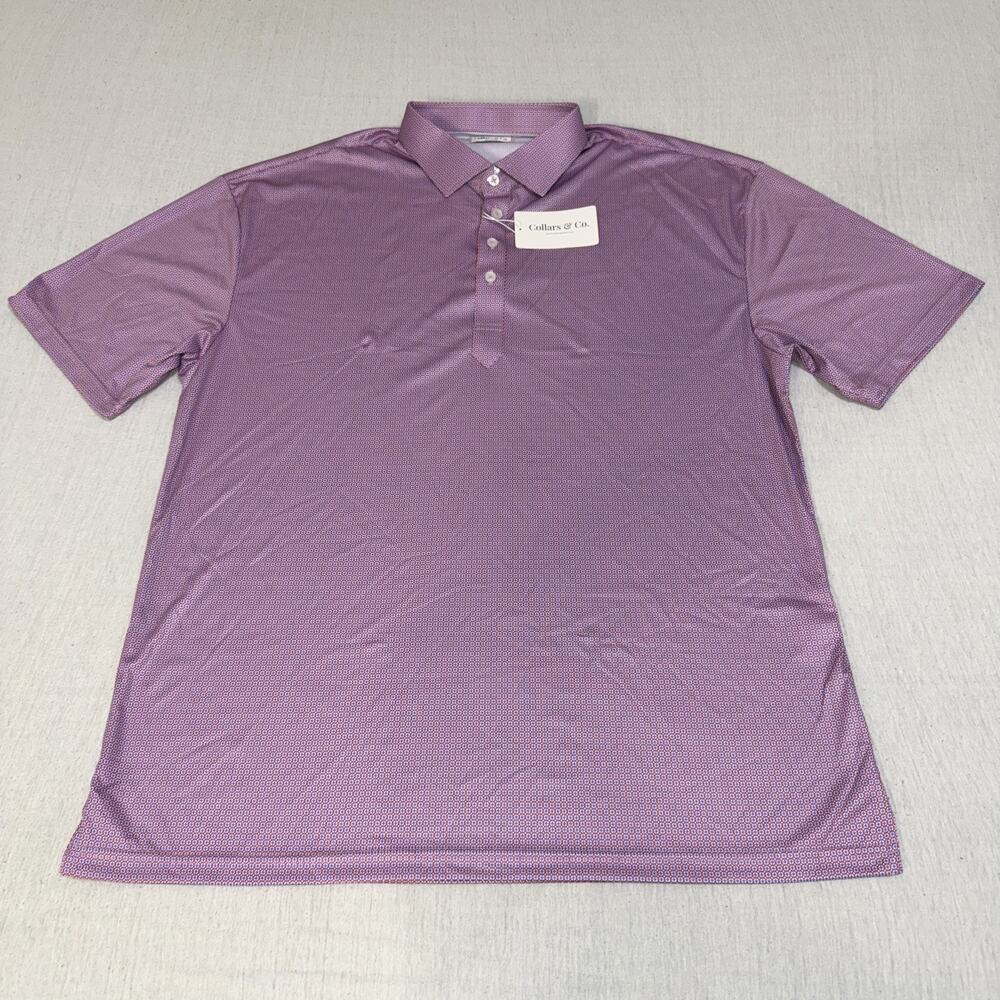 Collars and Co Golf Polo Red Blue Geometric AOP Size 2XL Preppy NWT